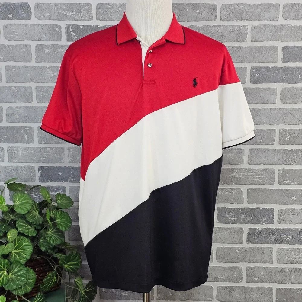 Polo Ralph Lauren Performance Color Block Golf Polo Shirt Men's XL Preppy Casual